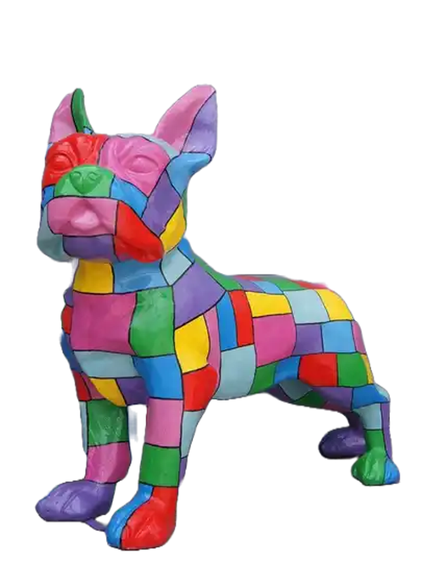 ART pop Hond France Bulldog  multicolore blok polyester résine 180 x 155 cm