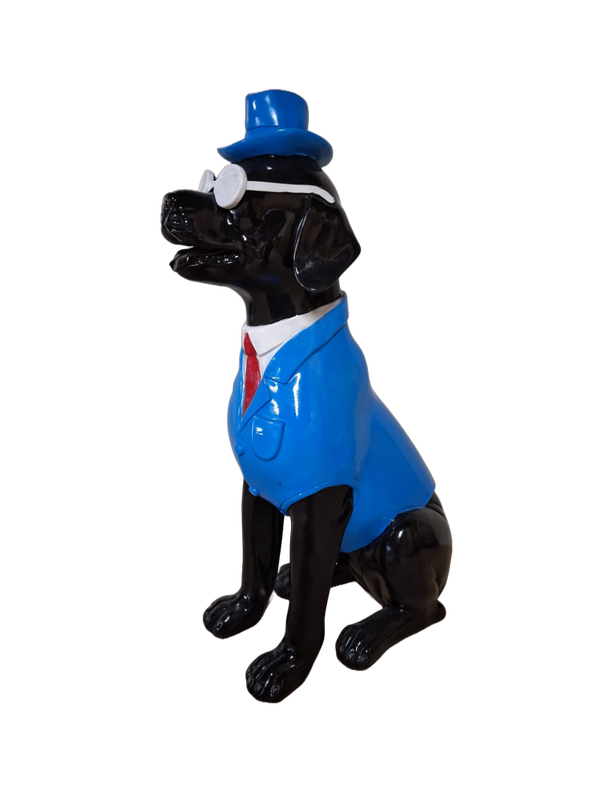 ART pop smoking hond  met hoed en bril  31 cm  verp 8