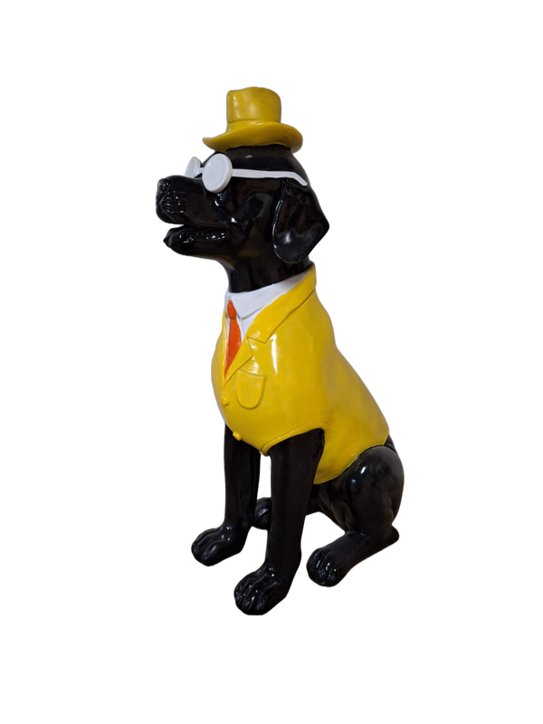 ART pop smoking hond  met hoed en bril  31 cm  verp 8