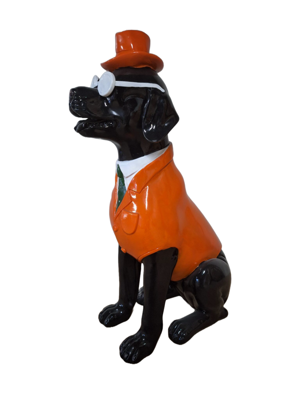 ART pop smoking hond  met hoed en bril laminaat 80 cm