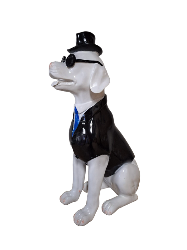 ART pop smoking hond  met hoed en bril  31 cm  verp 8