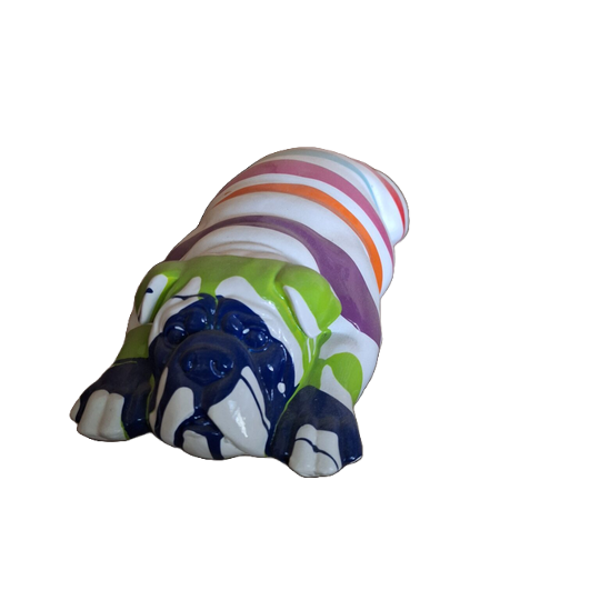 Engelse buldog ligend wit multicolor 30 cm
