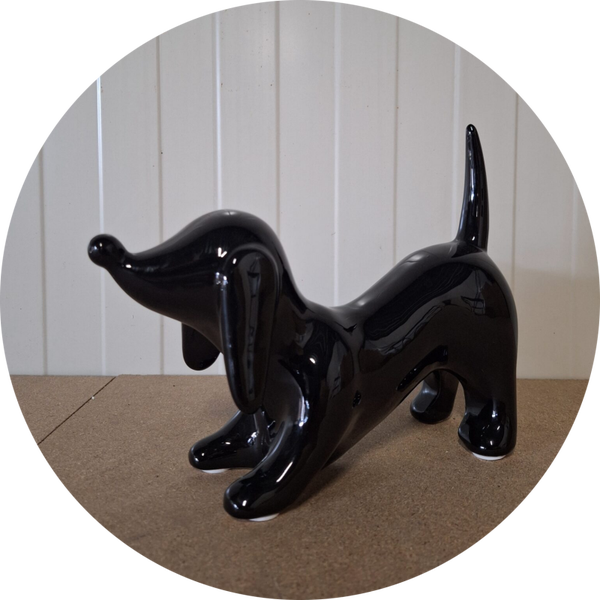 723020. Flapy tekkel  hondje wit of zwart 20 cm verp 12