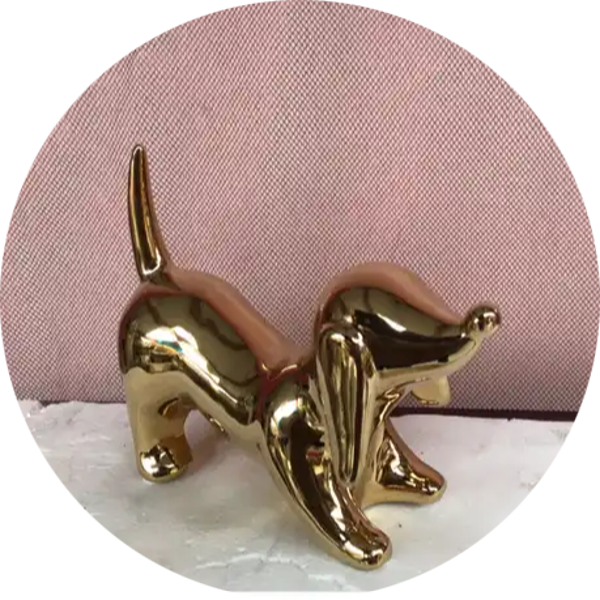 Flapy tekkel  hondje chroom zilver of goud 20 cm verp12