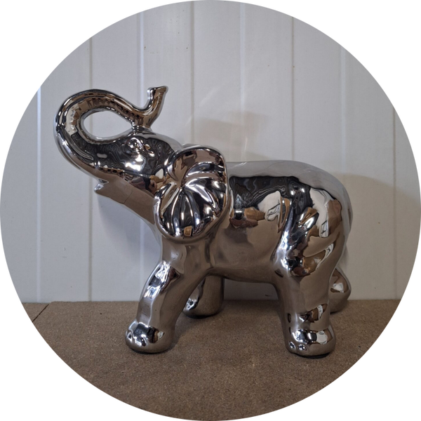 Olifant lopend chroom diverse kleur 30 cm verp 6