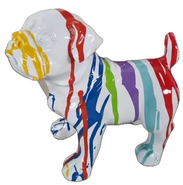 Hondje staand wit druip  multicolor spin 20cm