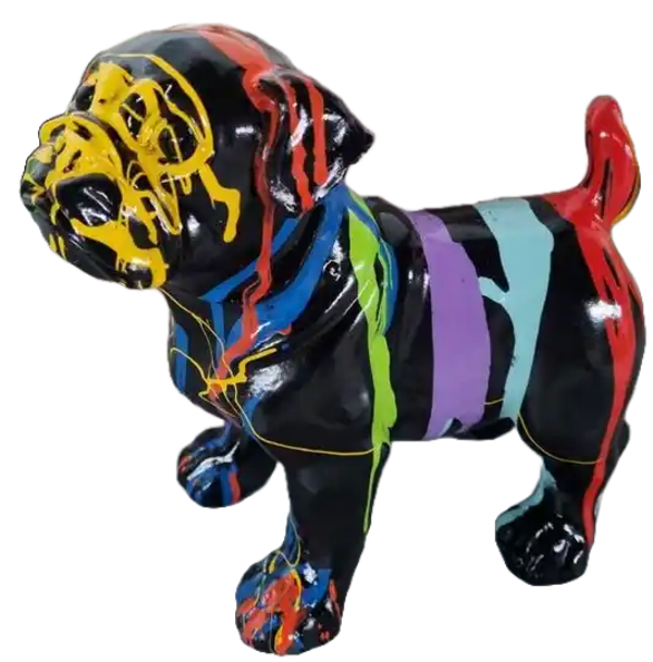 Hondje staand zwart druip multicolor spin 20 cm