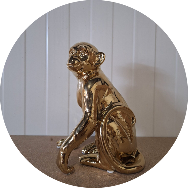 Aapje zit goud of zilver chroom 30 cm verp 6