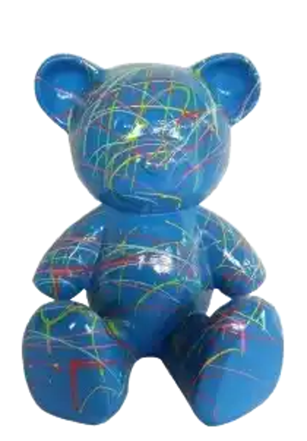 ART pop beer zit blauw splash  polyester résine 30 cm