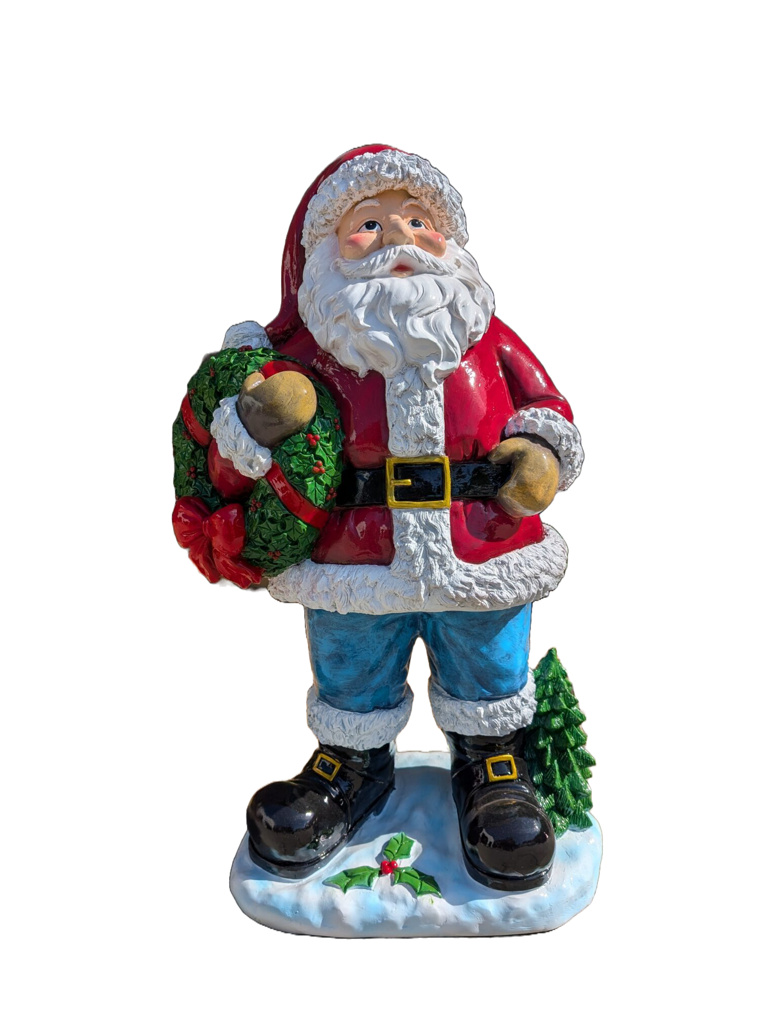 Kerstman staan met kerstkrans laminaat  54 x 93 cm