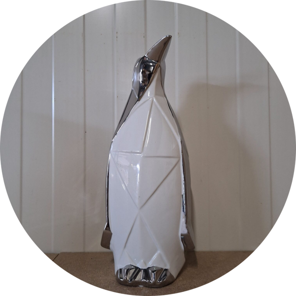 Pinguïn chroom goud of zilver 35 CM verp 1/12