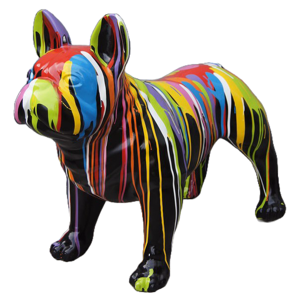 ART pop France bulldog hond  multicolor druip polyester résine 60 x 90 cm