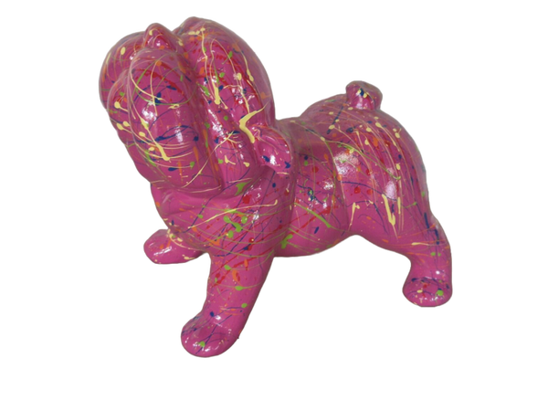 ART pop Engelse  buldog hond staan splash multicolor  40 cm verp 2