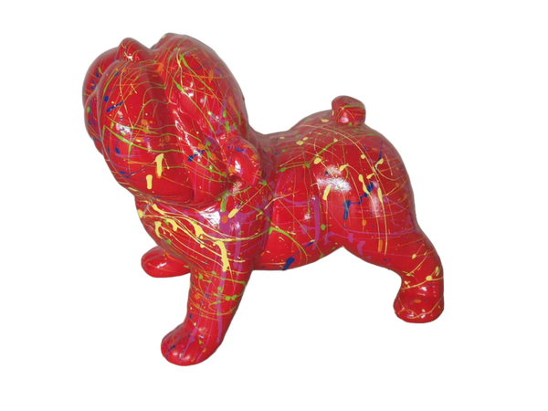 ART pop Engelse  buldog hond staan splash multicolor 40 cm verp 2