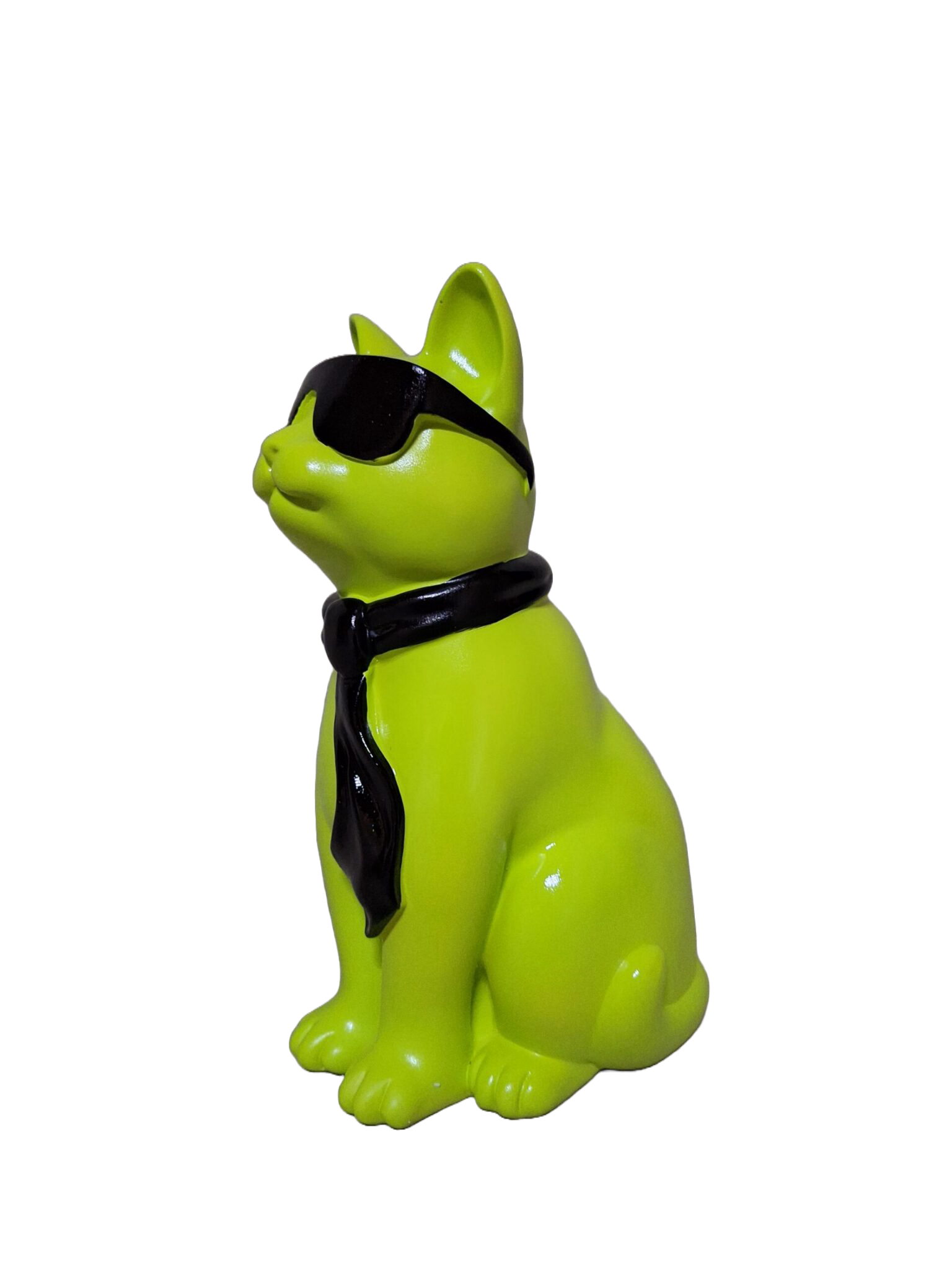 Kat zit met bril en das polyester résine  40 cm verp 4