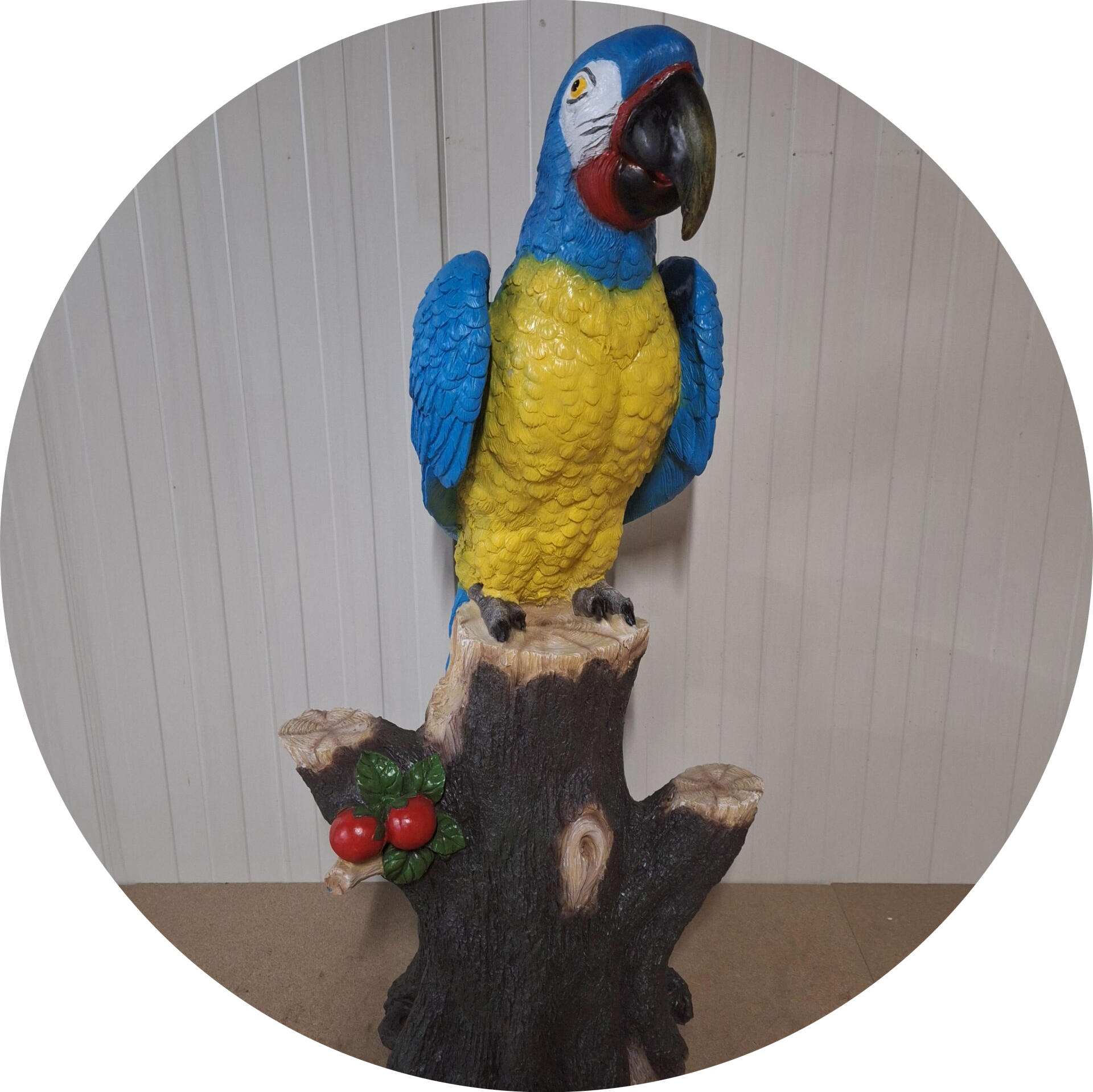 Papegaai op stam blauw  laminaat 105 x 60 cm