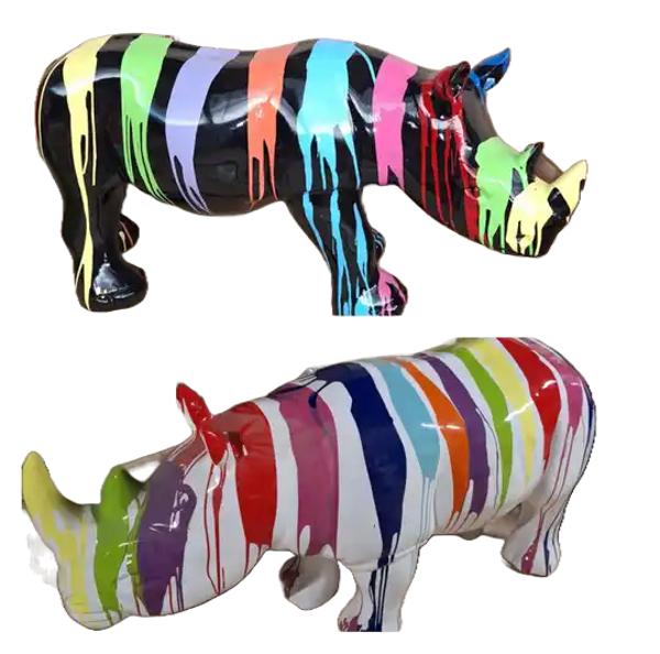 ART pop Neushoorn multicolor zwart drop 45 x  100 cm
