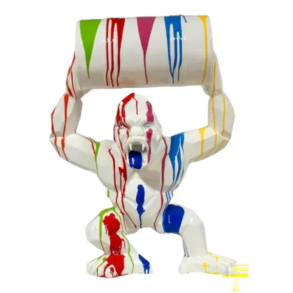 Art pop agressieve  Gorilla aap met ton zwart multicolor 100 cm