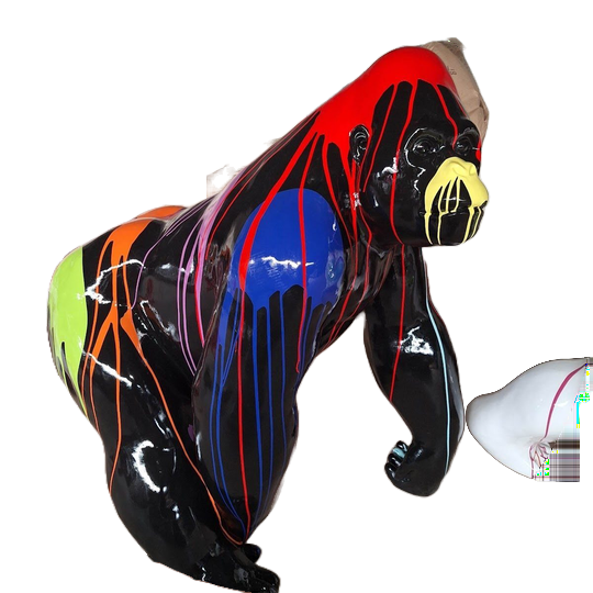ART pop Stoere lopende gorilla laminaat zwart of wit  multicolor 180 x 100 x 140