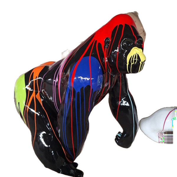ART pop Stoere lopende gorilla laminaat zwart of wit  multicolor 180 x 100 x 140