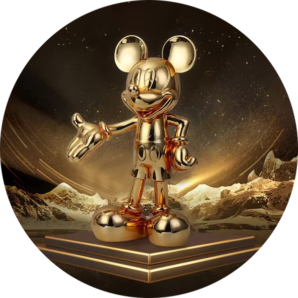 Design kunst sculpturen M&M muis goud of zilver 30 cm verp 12