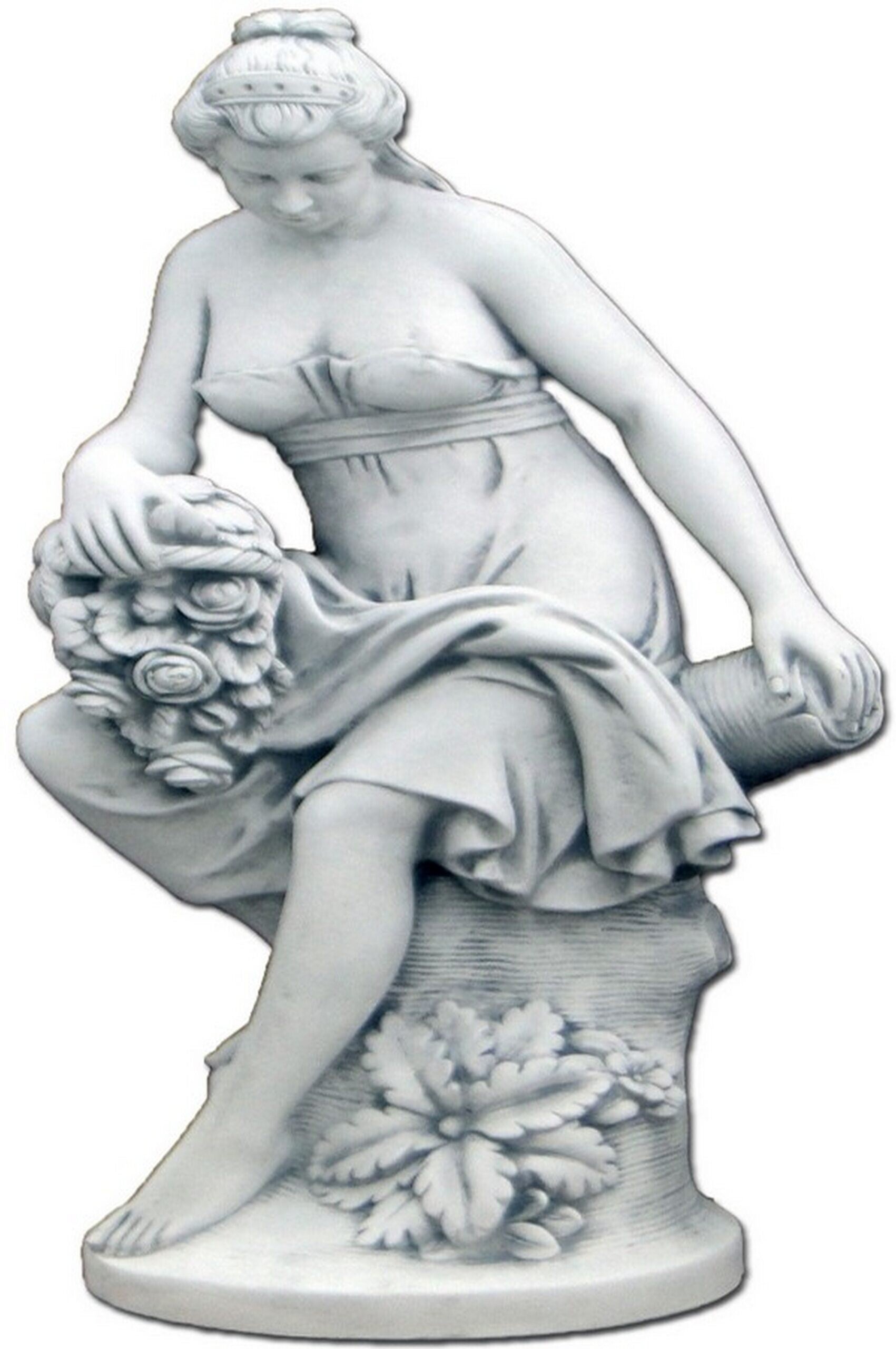 Beton vrouw zit met bloemen 121 cm