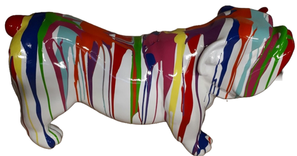 ART pop hond Engelse bulldog wit multicolor druip 30 x 60 cm