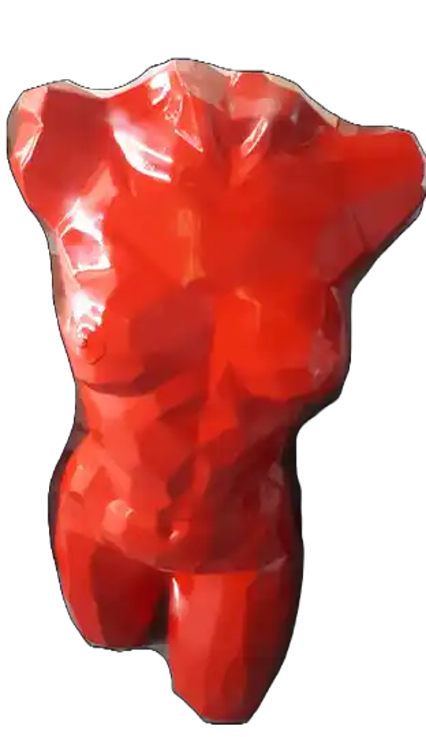 Design Dame torso rood polyester résine 95 cm