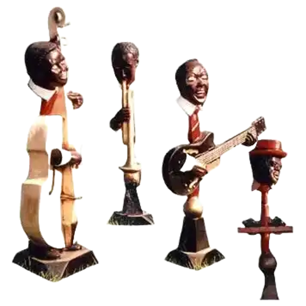 NOK70 Horeca  kerst Orkest van 4 africaanse zagers polyester résine 70 cm