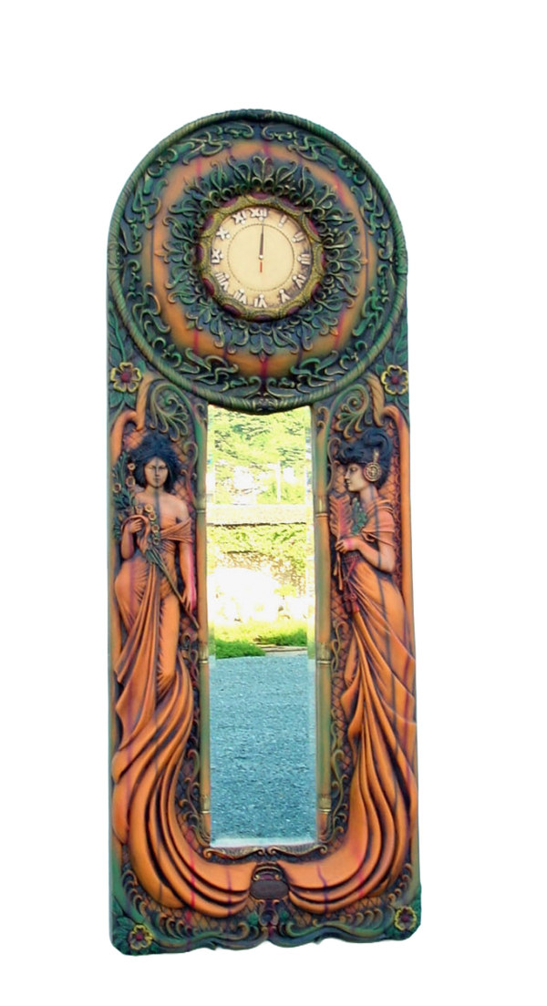 Curiosa Klok met 2 Dames en spiegel 200 x 80 cm