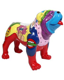 ART pop Hond Engelse bulldog ass multiDécor polyester résine 70 x 90 cm