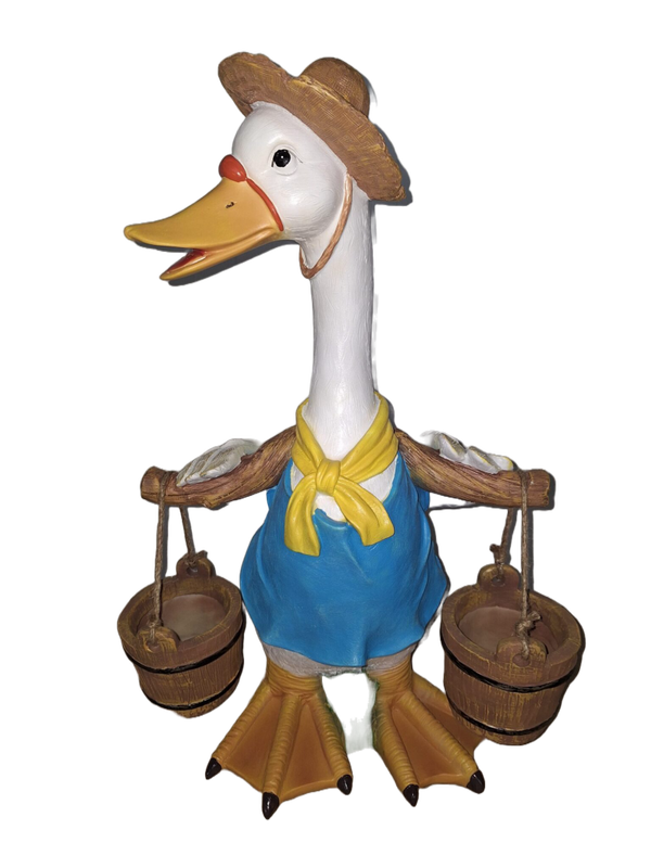 Gans met hoed 2 plantendrager 62 CM