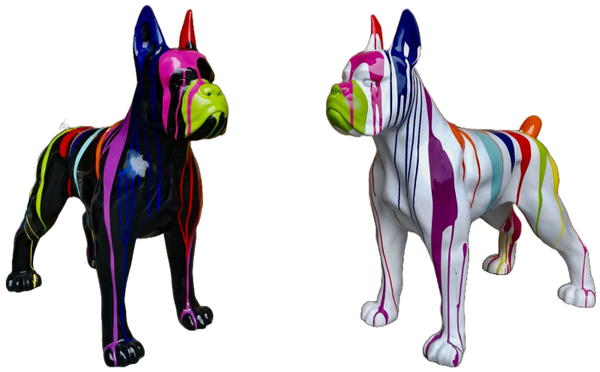 Art pop Hond France bulldog wit multicolor drop polyester résine 50 cm