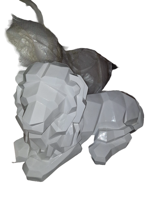 Leeuw Ligend origami  wit  90 x 60 cm