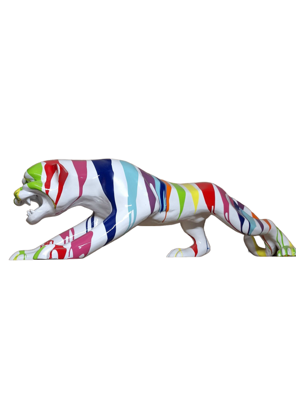 ART pop Sluipende panther zwart multicolor polyester résine 120 x 35 cm