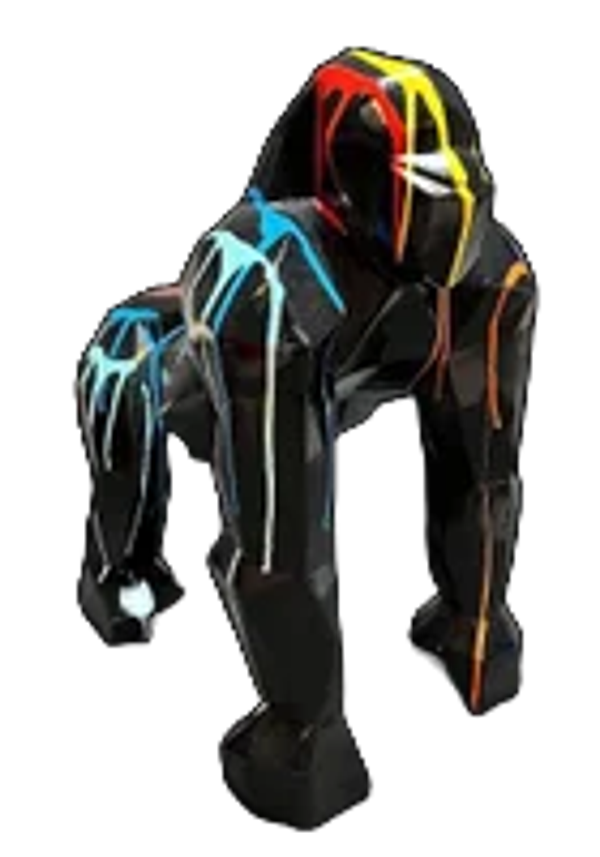 ART pop gorilla aap origami zwart of wit  130 X 100 X 85 CM