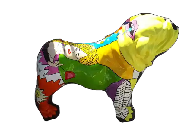 Az206c Hond Engelse bulldog  multiDécor polyester résine 60 x 90 cm