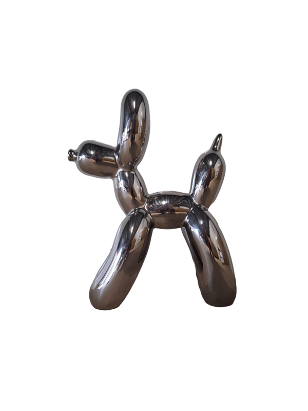 ART pop Ballon sculpture hond chroom zilver 50 x 45 cm verp 2