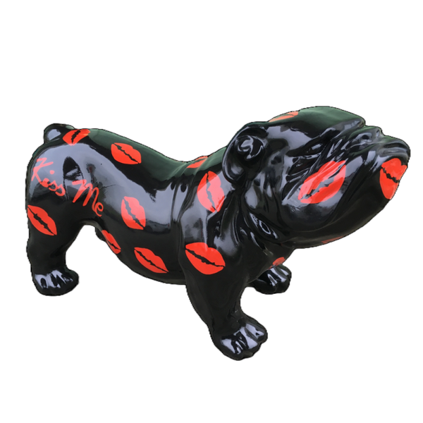ART pop Engelse buldog kis me zwart 30 x 60 cm