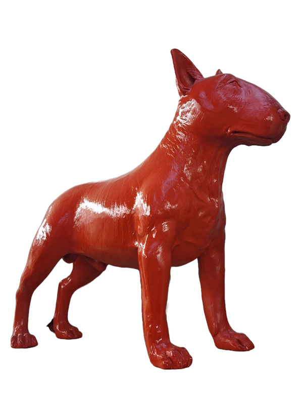 ART pop Hond pitbull staand rood  80 cm