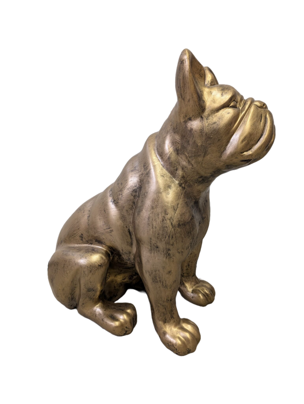 ART pop hond antiek goud France buldog zit 80 cm