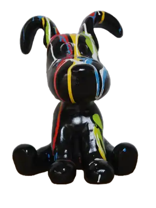 ART pop  snoepy hond zwart en wit multicolor druip polyester 30 cm