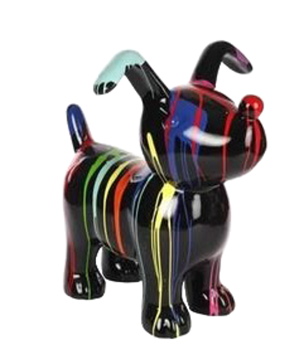 ART pop hond cartoon Flappy staand zwart of wit multicolor 100 cm