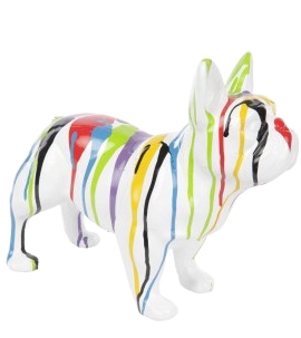 ART pop France bulldog hond  multicolor druip polyester résine 60 x 90 cm