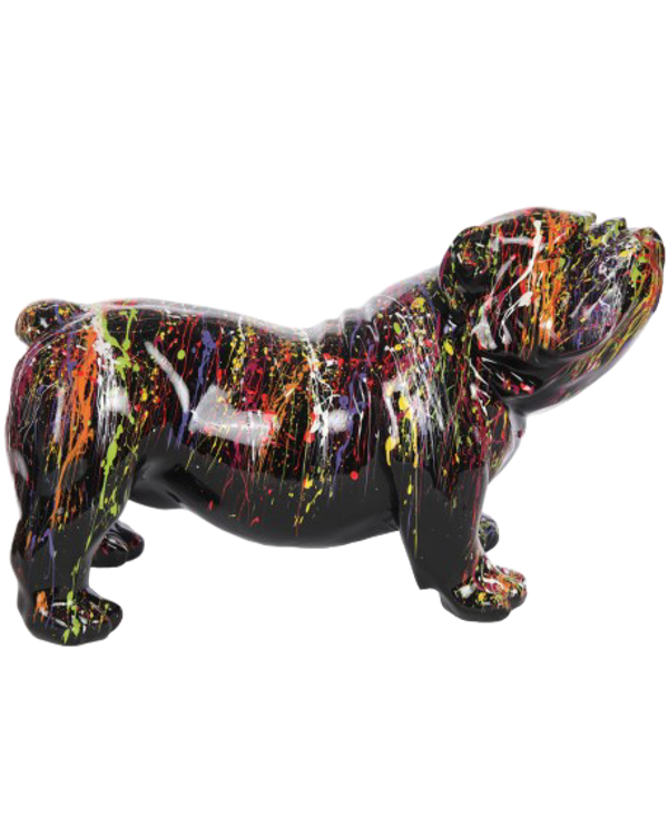 ART pop Hond Engelse bulldog zwart multicolor splach 30 x 60 cm