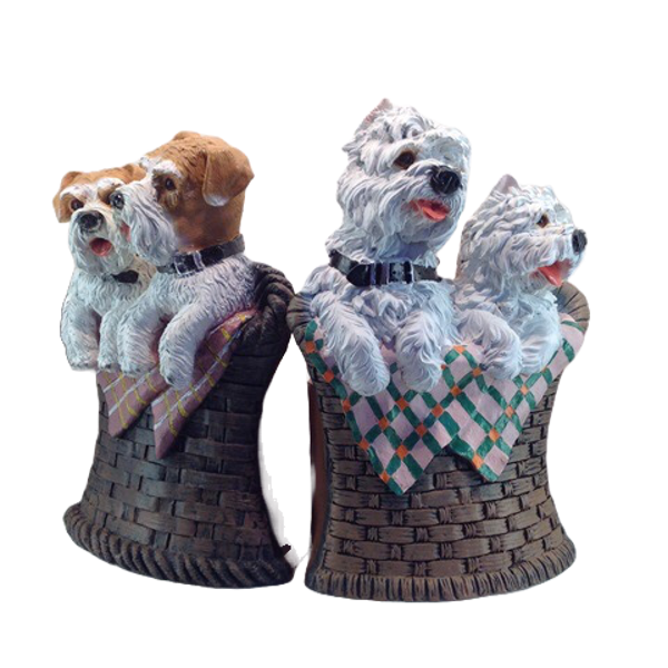 koppel hondjes met plantbak Polyester résine 35 cm