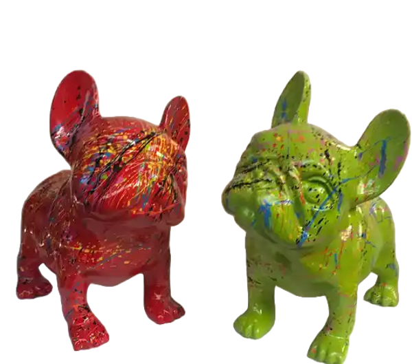 Art pop France Buldog multicolor polyester résine 20 x 30 cm