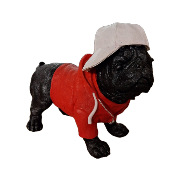 buldog met pet en trui 25 cm verp 6