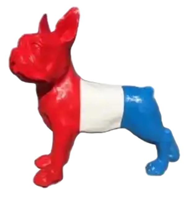 ART pop Hond  France buldog XXL met France vlag 176 x 90 x 190 cm