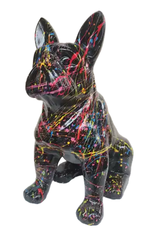 ART pop Hond France bulldog zit zwart  multicolore spin ass 45 cm